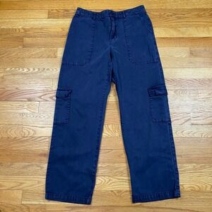 YFB Young Fabulous & Broke Cargo Pants Women M Navy Blue Tencel Utility Gorpcore